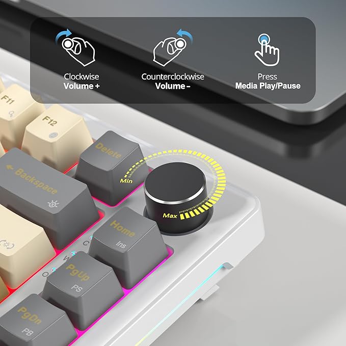 75% Wired Gaming Keyboard Hot Swappable Gasket Mount White Switch 82 Keys TKL Mechanical Keyboard NKRO Creamy for PC Laptop Windows Gamer (Glimmer)