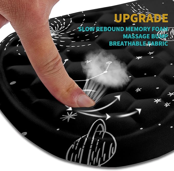 Hokafenle Ergonomic Mouse Pad Wrist Support Wrist Rest Mousepad for Carpal Tunnel Pain Relief with Integrated Memory Foam Slope Massage Bulge (11.8x7.9 inchGalaxy
