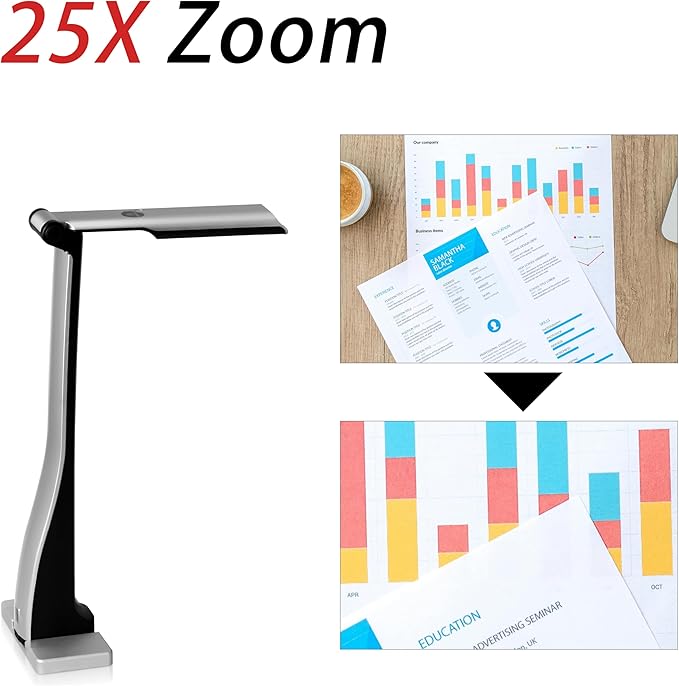 ScannerCam 22 Portable 8.0 MP USB Document Camera with Built-in Mic and LED Light for MAC PC Chromebook. Designed for Online Learning Web Meeting and Document Scanning