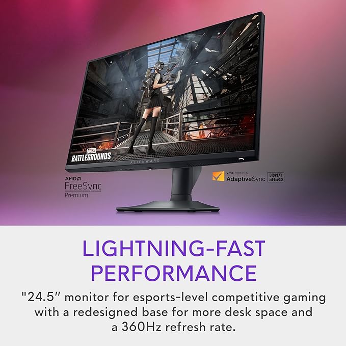 Alienware 25 Gaming Monitor AW2523HF 24.5 IPS LED Full HD (1920 × 1080) 360Hz Display - AMD FreeSync - VESA - Monitor (USB HDMI) Height/Tilt/Swivel/Pivot Adjustability - Dark side of the Moon