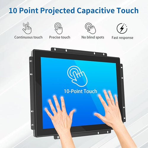 15 Inch Open Frame Touch Monitor PCAP 10-Point Touch Industrial Touchscreen Monitor with HDMI/VGA/DVI Interface Active Matrix TFT LCDLED Backlight with VESA Mount