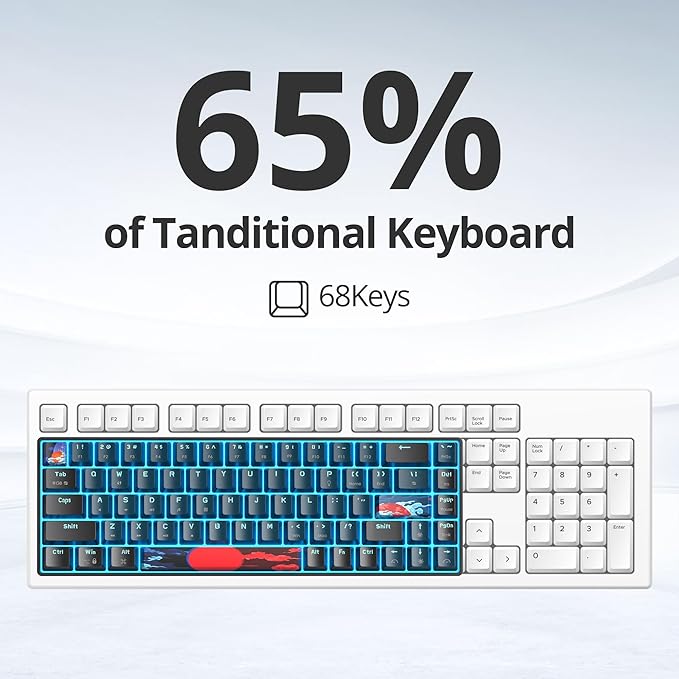 Fogruaden Wired 65% Percent Keyboard Mechanical RGB Gaming Keyboard 60 Percent Ultra-Compact 68 Key Mini Keyboard for Win/Mac PC Gamer Easy to Carry on Trip (68Monster Red Switch)