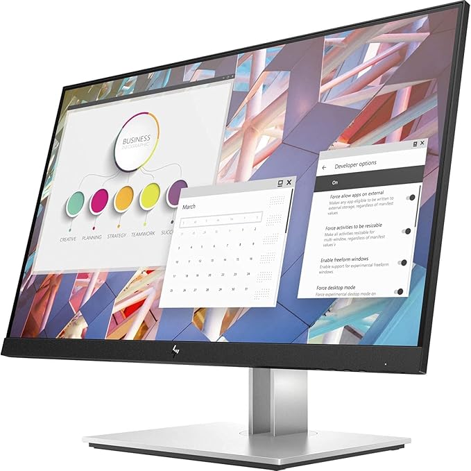 HP EliteDisplay E24 G4 24 Inch IPS LED Backlit FHD 1920 x 1080 Blue Light Filter HDMI VGA DisplayPort Monitor (Renewed)