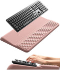 Vaydeer Wrist Rest with Keyboard Stand Computer Wrist Support Pad Ergonomic Keyboard Riser Holder Lifter Tray with Wrist Pad Memory Foam Desk Cushion Palm Hand Typing for Office Home School-Pink