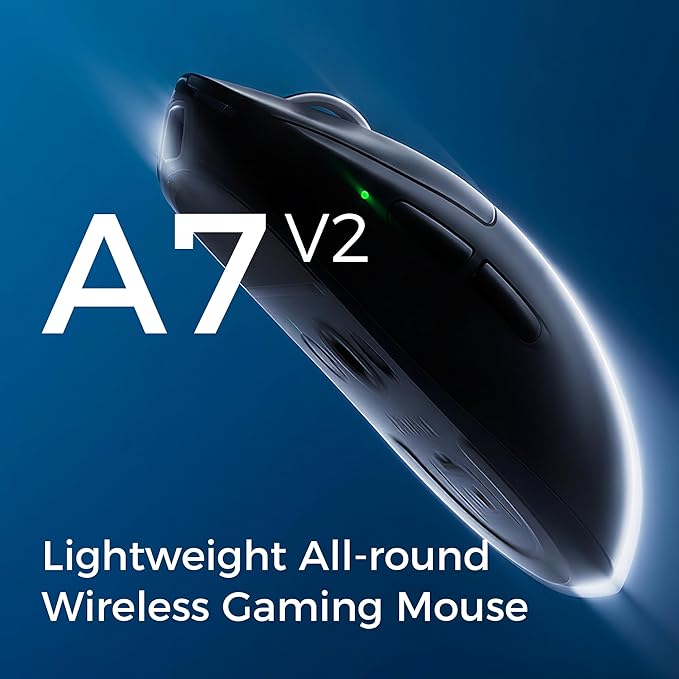 MCHOSE A7 V2 Pro Wireless Gaming Mouse Tri-Mode Connection 59 Grams PAW3395 26K DPI Sensor Wired 8K/Wireless 1K Polling 130 Hour Battery Life - Black