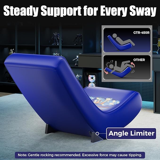 GTPLAYER Gaming Floor Rocking Chair – Rocker Floor Game Chair with Angle Limiter Stylish Patterned Design Comfortable Video Game Seat Blue Flag Pattern