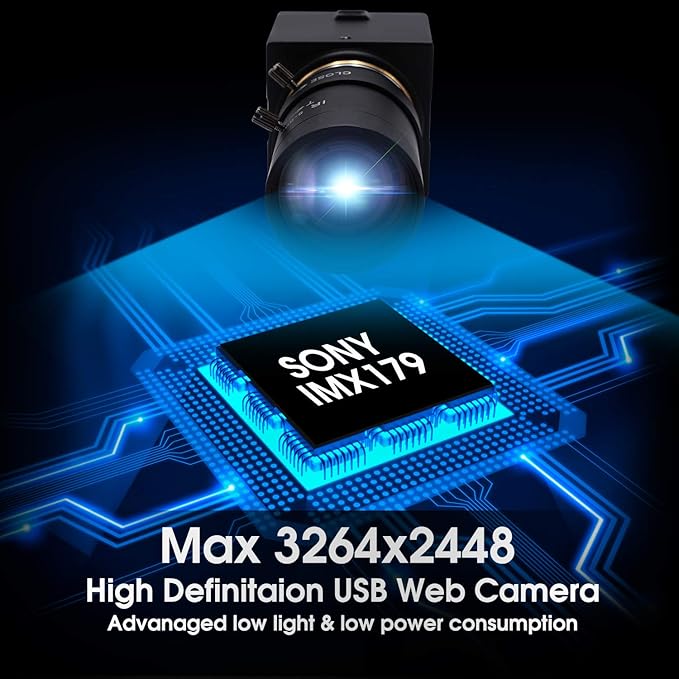 SVPRO USB Webcam with Zoom Lens 5-50mm 10X Optical Zoom Manual FocusHigh Resolution 3264x2448Sony IMX179 SensorUSB HD Computer Camera for Windows MAC Linux Android