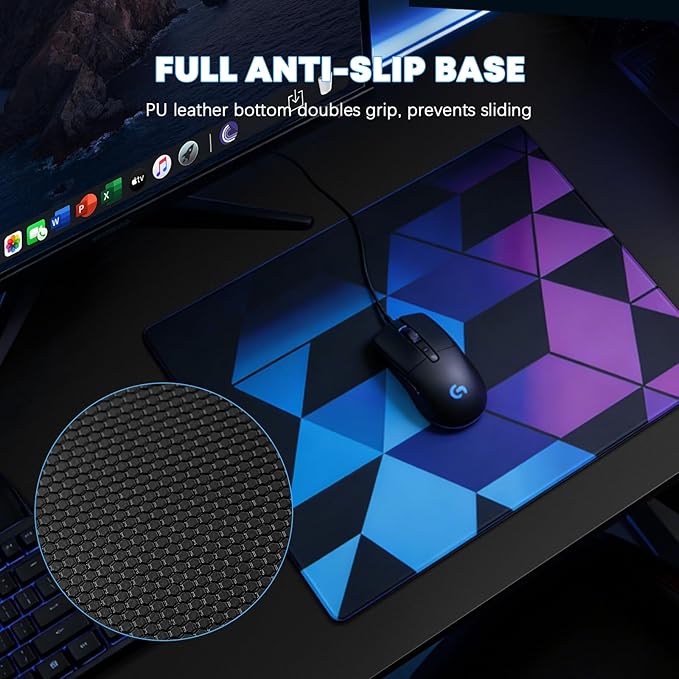 Glass Mousepad | Glass Gaming Mouse Pad | 17.7”x15.7” | for Gaming &amp Work | Ultra-Smooth Micro-Etched Surface | Dirt- and Scratch-Resistant | Tempered Glass with Anti-Slip Base