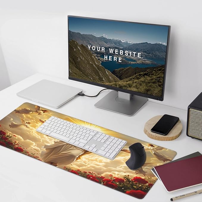 XXL Gaming Mouse Pad Extended (35.5X16) Sacred Religious Large Non-Slip Desk Mat Water-Resistant Keyboard Mousepad for Office &amp Home