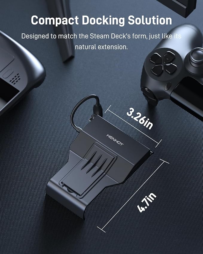 Steam Deck Dock 4-Port USB C Hub with HDMI 2.0 4K@60Hz Dual USB-A 3.0 100W Max PD-in Foldable Stand