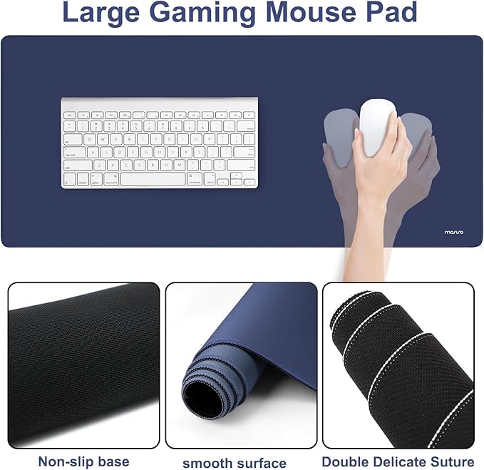 MOSISO Wrist Rest for Keyboard Mouse Pad Set Large Gaming Deskpad&ampCircle Curved Mousepad&ampKeyboard Wrist Rest&ampCoaster Ergonomic Non-Slip Mousepad&ampEasy Typing Pad with Silicone Lining
