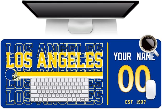 ANTKING Los Angeles R Mouse Pad Custom Name and Number Desk Pad for Men Women Youth Gifts