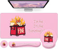 HAOCOO Funny Mouse Pad with Wrist Rest Ergonomic Mouse Pad with Wrist Support 4-in-1 Cute Desk Mat Set Keyboard Wrist Rest Office Desk Accessories