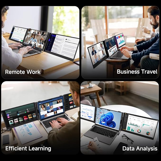 15.3 Laptop Screen Extender 1200P FHD Ultra-Thin Triple Screen Laptop Monitor Extender 100%sRGB Travel Portable Monitor for Laptops Multi Screens Laptops Attachment Compatible with Windowss Mac