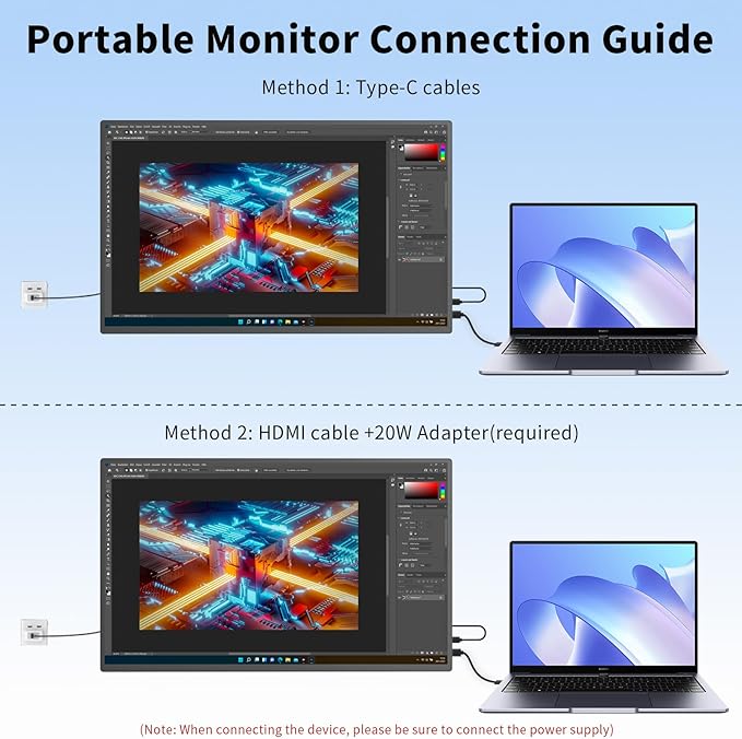 Portable Monitor 18.5'' 1080P 100Hz 100% sRGB Aluminum Alloy Shell IPS Travel Monitor with USB-C HDMI Large Portable Screen for Laptop MacBook PC PS4/5 Gaming Monitor with Kickstand
