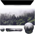 iCasso Desk Mat Gaming Mouse Pad Wrist Support Set4in1 XXL Large Mousepad + Keyboard Wrist Rest+Mouse Wrist Rest+Coaster Set with Ergonomic Design for Home Office Table Computer-Forest