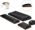 ASFSKY Keyboard and Mouse Wrist Rest Set for 60%-75% Compact Keyboards – Ergonomic Wooden Support Pad with PU Leather &amp Memory Foam Anti-Slip Rubber Base for Gaming Office &amp Typing Pain Reli