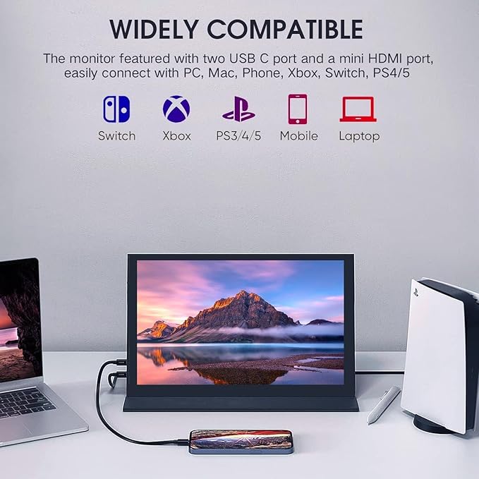 12 Dual Laptop Screen Extender Monitor Portable - Laptop Screen Extender - Portable Monitor for Laptop with Full HD IPS Display