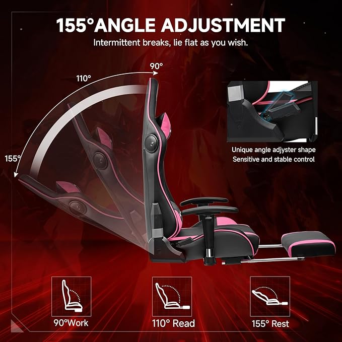 GTPLAYER Gaming ChairGamer Chair with Bluetooth and Adjustable BackrestSeat Height Adjustable Computer Chairs with 3D ArmrestsVideo Game Chair with Footrest Speakers (Colourful)