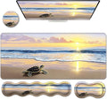 Ergonomic Keyboard Wrist Rest &amp Mouse Pad Wrist Rest SetXL Gaming Desk Mat 31.5x 11.8Non-Slip BaseMemory FoamEasy Typing Pain Relief for Office &amp HomeSea Turtle on Beach Sunset
