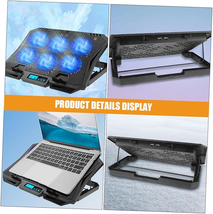 Vaguelly Laptop Cooling Pad 15.6 Inch Laptop Fan Cooler Stand with Adjustable Speed and Blue LED for Silent Computer Notebook Cooling and Heat Dissipation
