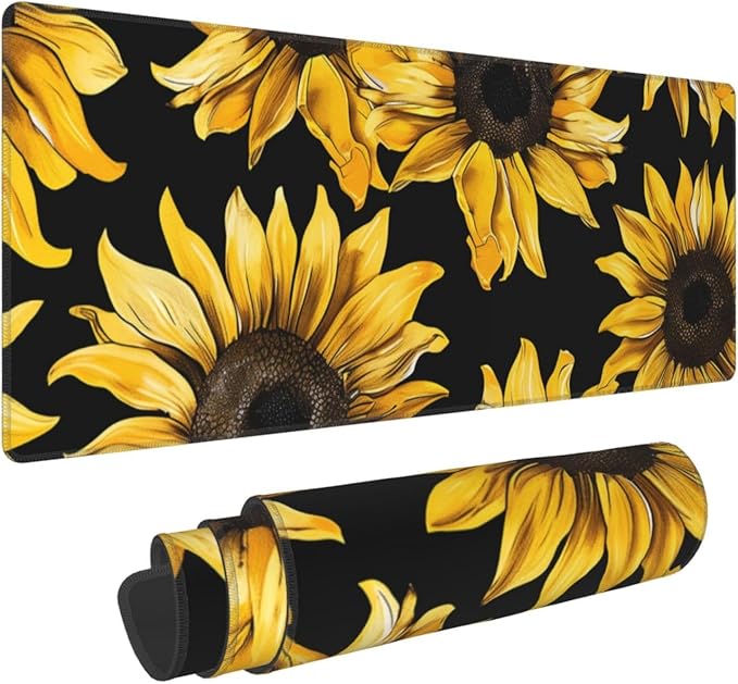 Yellow Sunflower Theme Large Mouse Pad XL Extended Gaming Pad Waterproof Desk Mat for Desktop Keyboard Non Slip Mousepad for Office Game Home 32.15x11.8