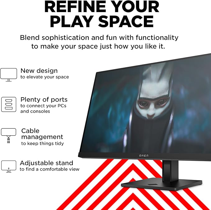 HP OMEN 23.8 FHD 165Hz Gaming Monitor FHD Display (1920 x 1080) IPS panel 99% sRGB 90% DCI-P3 16:9 AMD FreeSync Premium Technology 24 (2023)Black