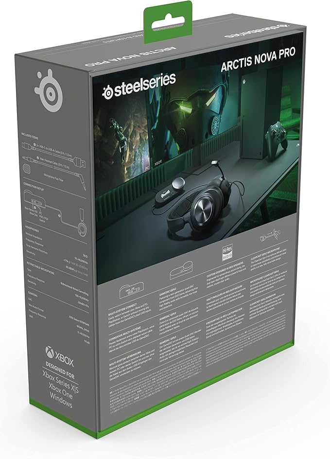 SteelSeries Arctis Nova Pro Wireless Xbox Multi-System Gaming Headset - Premium Hi-Fi Drivers - Active Noise Cancellation Infinity Power System - Stealth Mic - Xbox PC PS5 PS4 Switch Mobile