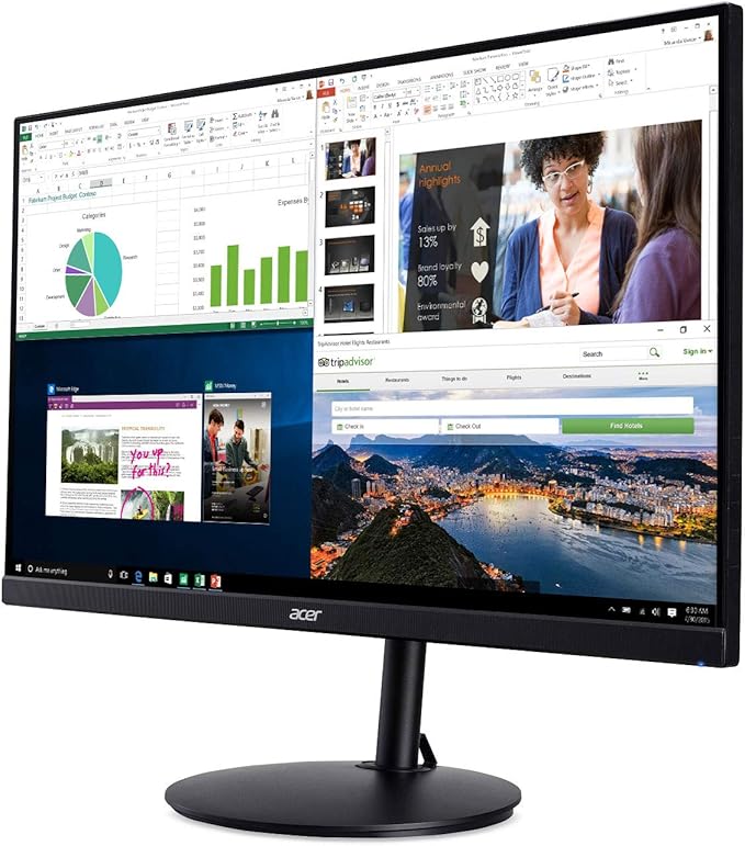 acer CB242Y bir 23.8 Full HD (1920 x 1080) IPS Zero Frame Home Office Monitor with AMD Radeon Free Sync - 1ms VRB 75Hz Refresh Height Adjustable Stand with Tilt &amp Pivot (HDMI &amp VGA Ports)B