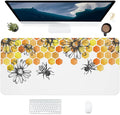 Bee Sunflowe Large Mouse Pad Gaming Mousepad with Wrist Support Rubber Computer Keyboard Mat for Desk Laptop Non-Slip Full Deskmat Protector Waterproof Writing Pad Office Home 16x35.5 in