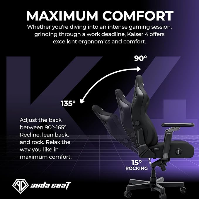 Anda Seat Kaiser 4 Large Gaming Chair for Adults - Ergonomic Orange PVC Leather Gaming Seat with 6D Armrest Comfortable Office Chair with Lumbar Support Heavy Duty Wide Computer Seat