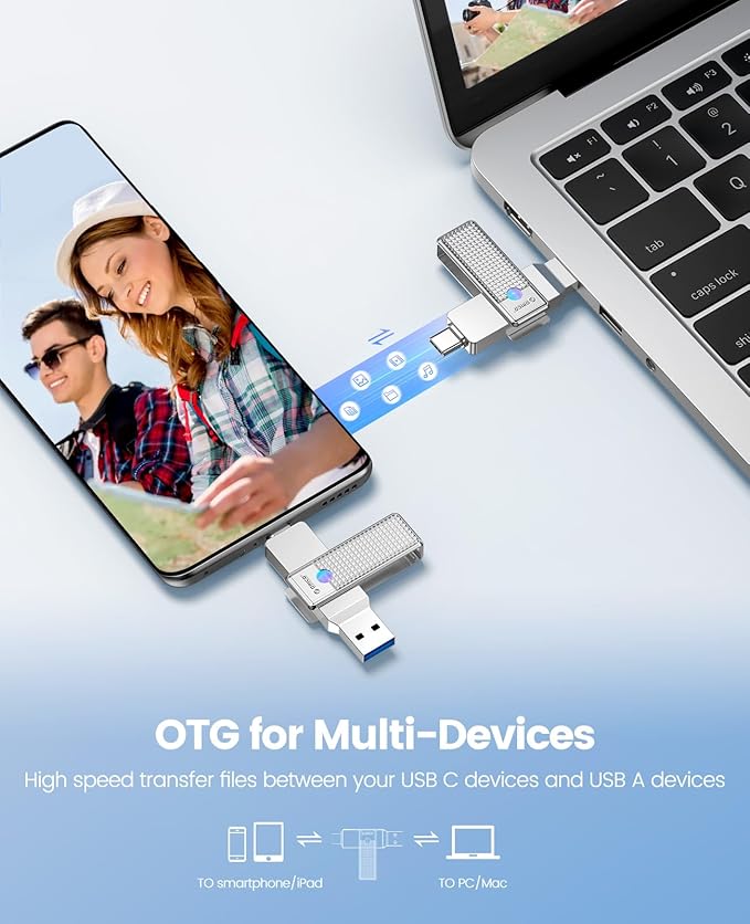 ORICO Aluminum 7-Port USB Hub + 256 GB UFSD USB C Flash Drive