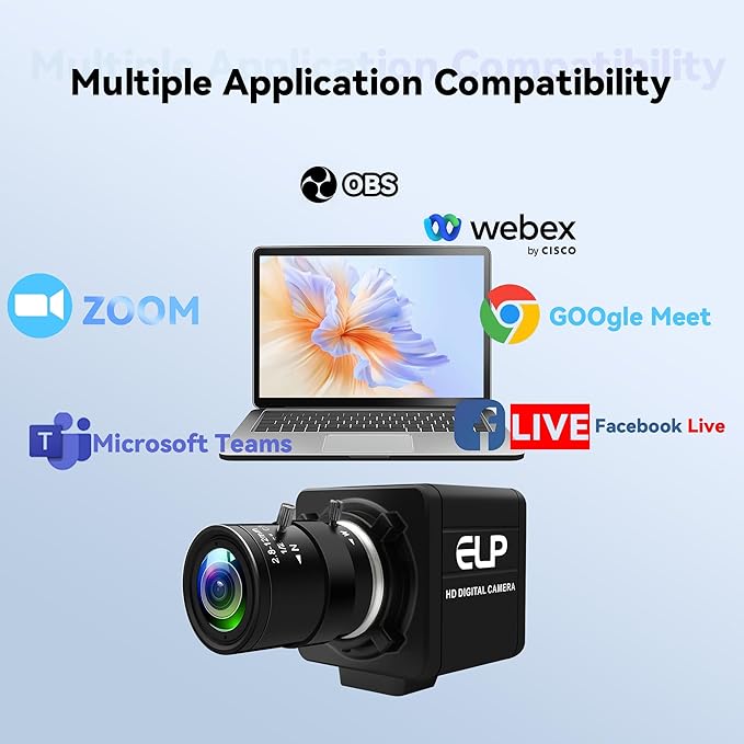 1080P USB Industrial Camera with Manual Zoom (2.8-12mm CS Lens) - 0.01Lux Low Light Vision Metal Case - Compatible with Windows/macOS/Linux for PCB Repair Industrial Inspection &amp Video Conferenc