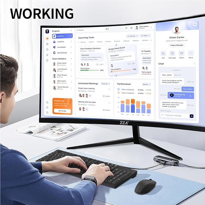 ZZA 32 4K Curved Gaming Monitor - UHD（3840 * 2160） 60Hz Computer Monitor Immersive Gaming Experience with Refresh Rate VA Panel 3000R and Adptsync Premium | HDR10 | 100% sRGB | 3840x2160