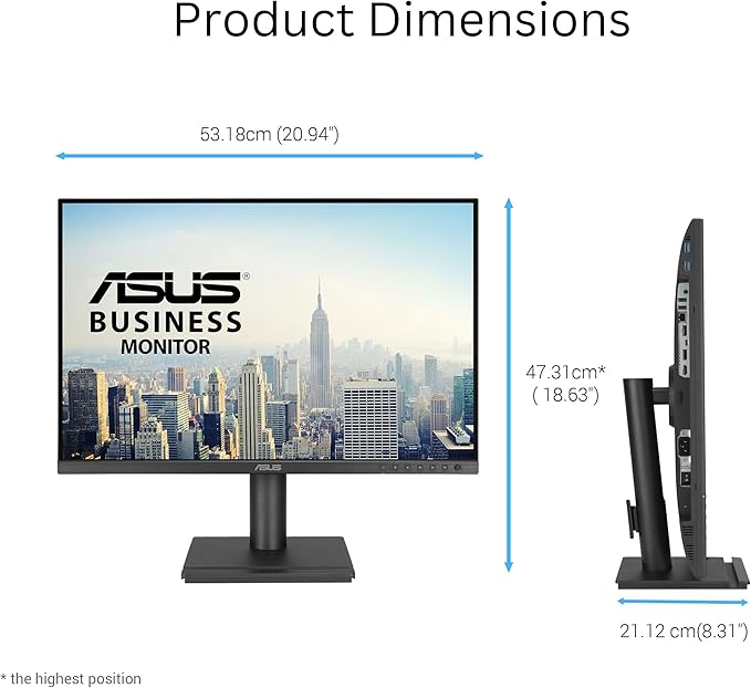 ASUS 24” Docking Monitor (BE248CFN) – WUXGA (1920x1200) IPS 100Hz Frameless USB-C Docking RJ45 Speakers Height Adjustable HDMI Daisy-Chain Eye Care Wall Mountable 3 yr Warranty