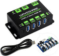 Waveshare 4-Ch USB 3.2 Gen1 HUB Compatible with Windows macOS Linux and Android Metal Case with Wall-Mount Support Driver-Free Plug-and-Play