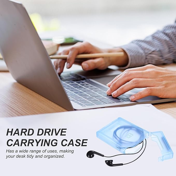 PATIKIL 6.5 x 4.5 Hard Drive Disk Case 5Pcs Plastic Hard Disk Storage Box Portable Anti-Static Case for 3.5 External SSD HDD Blue