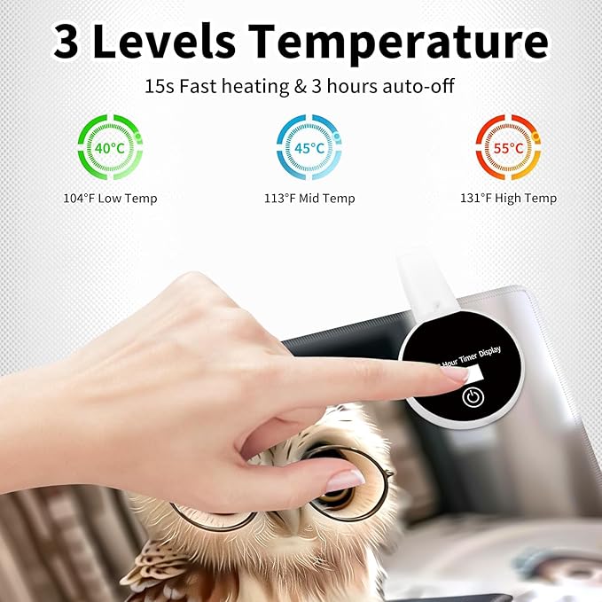 Warm Desk PadHeated Desk Pad Mouse Mat Gamingwith 3 Heating Levels &amp 3 Hours Auto Shut-OffLeather 31.5 x 13 Foot Warmer Keyboard Office MatCute Owl Book
