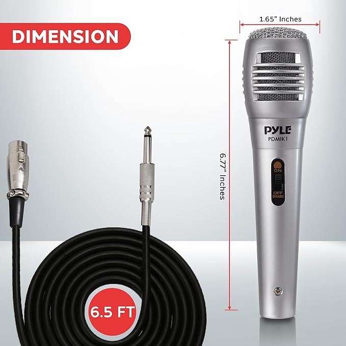 Pyle Professional Dynamic Microphone - 10-Pack Unidirectional Handheld Mic with Built-in Pop Filter High Signal Output 6.5 ft. XLR Audio Cable Ideal for Stage Karaoke &amp Studio Performances
