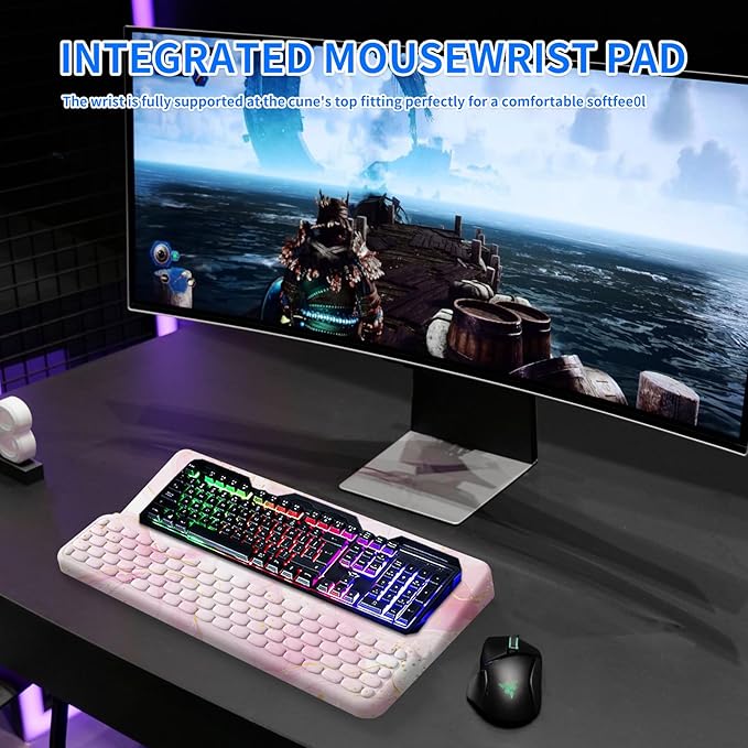 Keyboard Stand for Desktop Keyboards Wrist Rest Ergonomic Keyboards Holder for Easy Typing Working Wrist pad for Keyboards with Comfortable Wrist Rest for Keyboard Pink