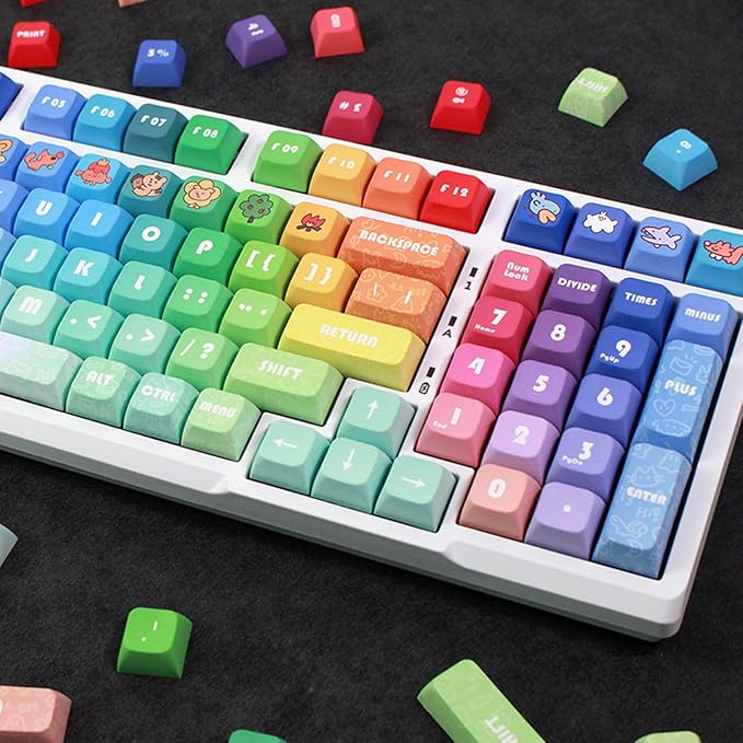 PBT keycaps Keycaps 133PCS Rainbow Keycaps XDA Profile Full Set Keycap DyeSubbed Thick PBT Caps for Gaming Mechanical Keyboard
