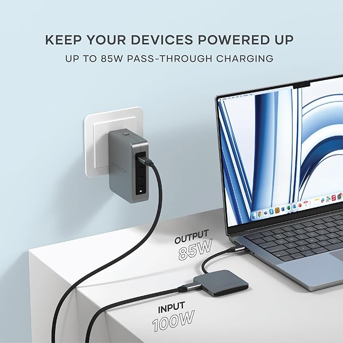Satechi USB-C Hub: 4-in-1 with 100W Pass-Through &amp 10Gbps USB 3.2 for MacBook iPad Surface Chromebook &amp More