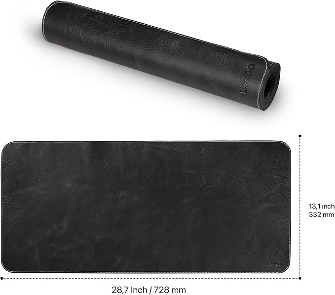 Londo Top Grain Leather Extended Mouse Pad – Large Desk Mat for Office &amp Gaming Smooth Writing Surface Non-Slip Base Durable &amp Stylish Workspace Accessory