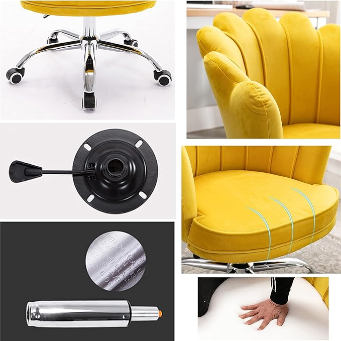 Velvet Dresser Chair Ergonomic Office Game Chairs Bedroom Swivel Recliner Chair with Adjustable Sit Height Home Chair Living Room for Gaming