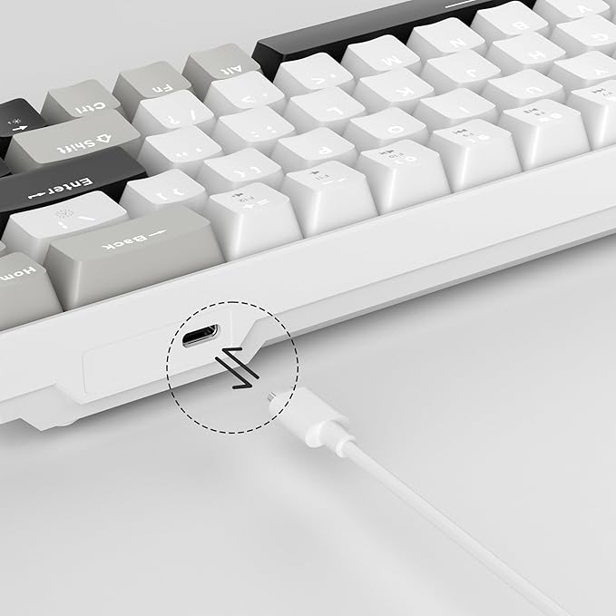 MageGee Portable 60% Mechanical Gaming Keyboard MK-Box LED White Backlit Compact 68 Keys Mini Wired Office Keyboard with Red Switch for Windows Laptop PC Mac - Grey
