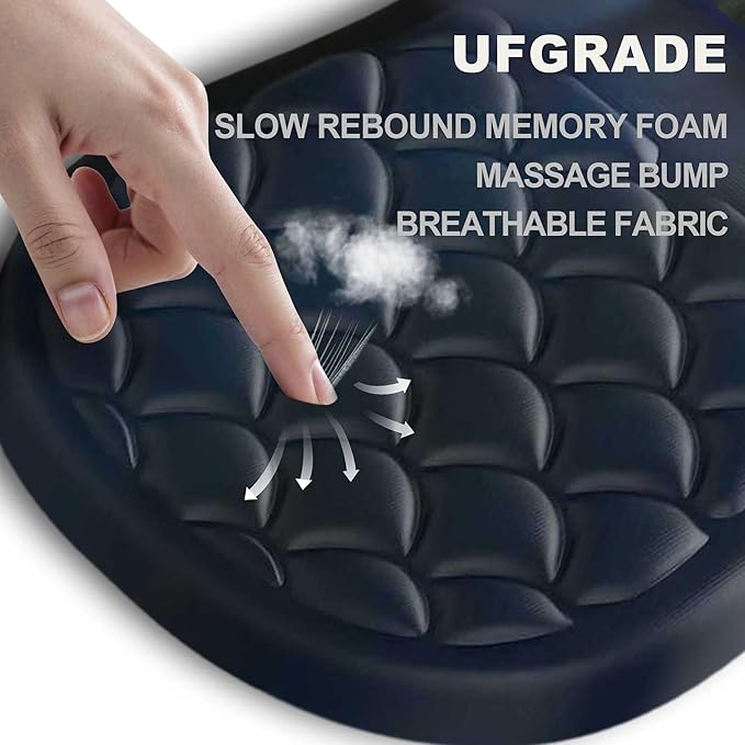 Ergonomic Mouse Pad with Wrist Rest Soft Mousepad with Massage Design Memory Foam and Non-Slip PU Base for Pain Relief Gaming Mouse Pad for Desk Home Office Black