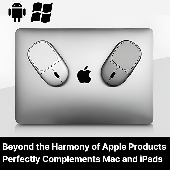 Magnito – Magnetic Wireless Bluetooth Mouse for MacBook iPad Laptop Windows Chrome OS Linux – Compact &amp Portable Slim Lightweight Quiet Clicks – The Best Travel Mouse (Silver)