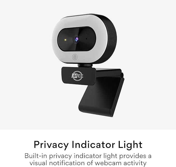 MEE audio CL8A 1080p HD Webcam with Ring Light Microphone Autofocus Low Light Correction 360° Rotation USB Streaming Web Camera for Video Calling via Zoom/Skype on Computer PC Mac Laptop Desktop