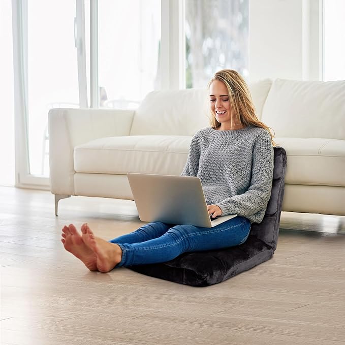 14-Position Adjustable Floor Gaming Chair Foldable Memory Foam Armless Sofa Seat Couch Recliner with Comfy Back Support for Working Meditation Reading Black
