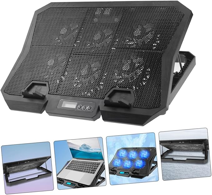 Laptop Cooling Pad 15.6-inch Quiet Fan Stand Adjustable Speed Blue LED for Notebook Cooler Base Compatible with Gaming and Office Laptops
